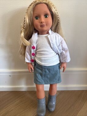 Our Generation 18” Doll, Blonde, Green Eyes, Good cond. comes with clothes